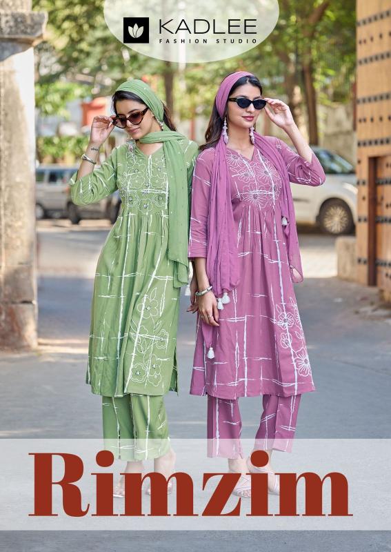 Kadlee rimzim 3pcs rayon print kurtis wholesale